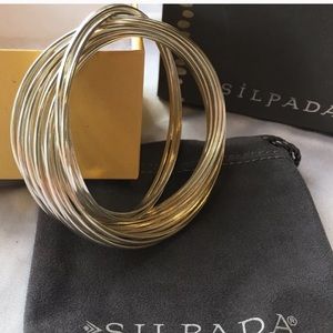 Silpada 21 Bangle Salute Sterling Silver Interlocking Bracelet Set B0640